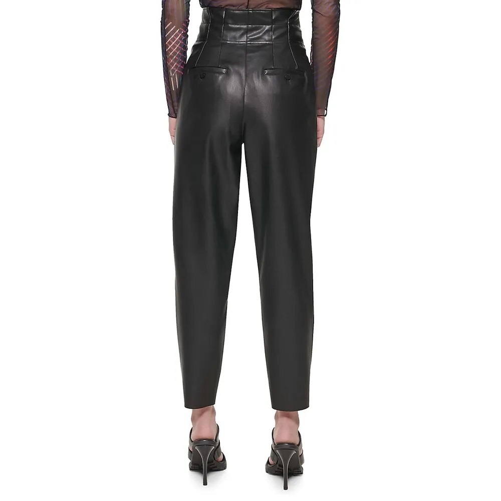 Vegan leather paperbag pants - Picture 2 of 5